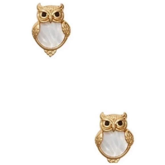 New Kate Spade owl stud earring mother of pearl / gold - Picture 1 of 9